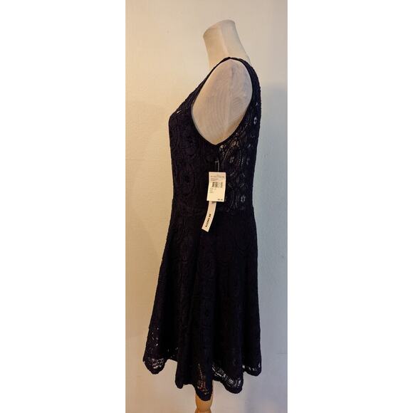 BB Dakota sz 12 Dress Fit & Flare blue sleeveless tank lined sheer O3 - Picture 3 of 5